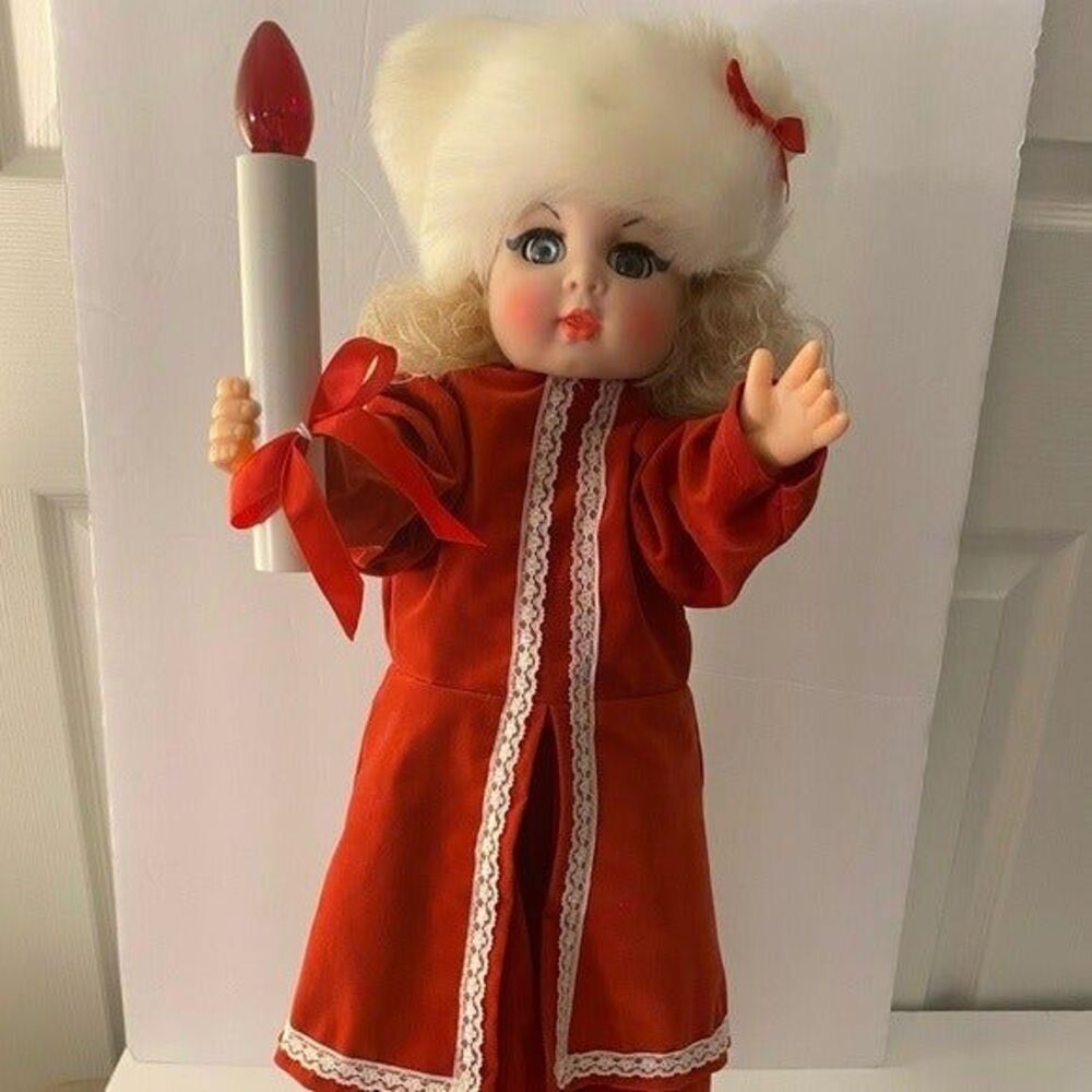 Vintage Display Arts Animated Illuminated Moving Christmas Russian Girl 24”
